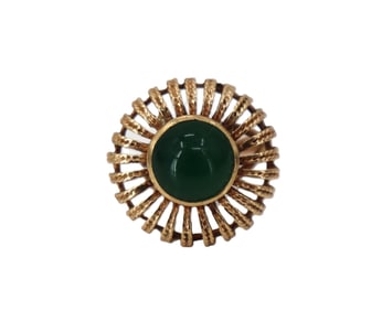 Tested 14k Gold and Chrysoprase Ring - Gross 8.8 g. As Is