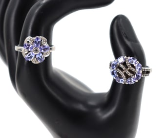 (2) Marked 925 Sterling Silver and Diamond Rings - Gross 0.225 ozt.