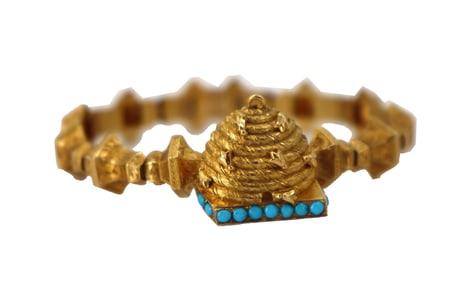 1850 English 15k Gold Beehive Bracelet - Gross 11.5 g.