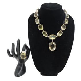 90% Silver and Iolite Necklace and Ring - Gross 8.785 ozt