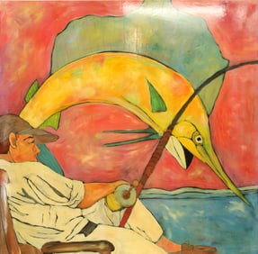 Teri Causey (21st Century) American, Oil on Marine Plywood "Hemingway"