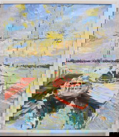 Yasmin Asad (21st Century) Azerbaijan, Oil on Canvas Sail Boats