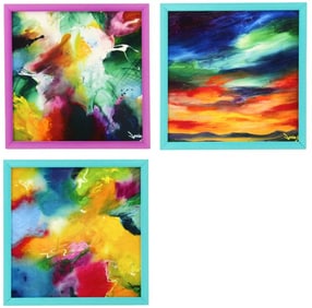 Jonas Gerard (1941-2020) American, (3) Dye Sublimation Ceramic Tile Wall Art Pieces