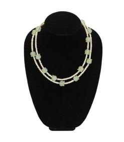 Pearl and Opaline Glass Bead Necklace