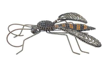 Bettina von Wolhof Rhinestone and Metal Mosquito Brooch