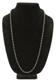 Onyx and 10k Gold Beaded Necklace