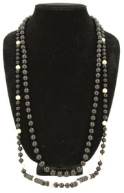 (2) Cultured Pearls and Onyx Carolee Necklaces