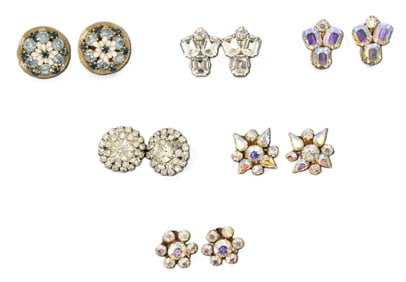 (6) Pairs of Vintage Weiss Clip On Earrings
