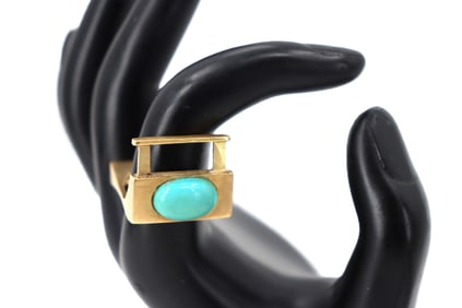 Tested 14k and Turquoise Ring - Gross 8.8 g.