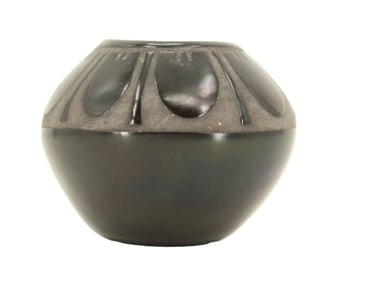 Native American Santa Clara Pueblo Blackware Pottery Bowel Signed Tallhouse