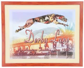 Vintage St. Petersburg Derby Lane Greyhound Racing Signed Poster
