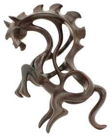 Modernist Carved Wood Sculpture of a Horse