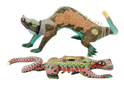 Antonio and Nicolas Mandarin (20th Century) Arrazola Oaxaca Hand Made Lizards