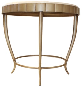 Oval Barbara Barry For Baker Mid-Century Marble Top End Table