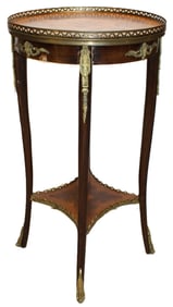 Antique French Lous XV-Style Marquetry Inlaid Circular Side Table