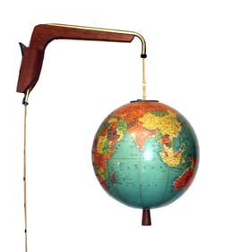 Wall Mounted Illuminated Globe with Adjustable Sconce