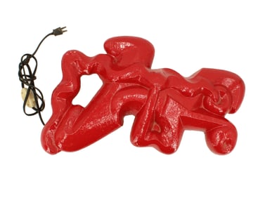Frederick Weinberg (1915-1991) American, Red Abstract Figural Embrace Fiberglass Wall Lamp