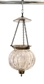 Val St. Lambert Clear Glass Hanging Lantern / Candle Holder