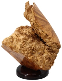 Highly Glazed Natural Burlwood Sculpture on base