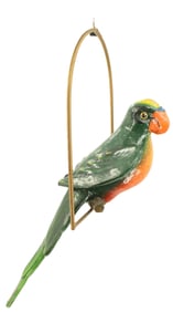 After Sergio Bustamante (born 1949) Mexican, Papier Mache Parrot Sculpture on Perch
