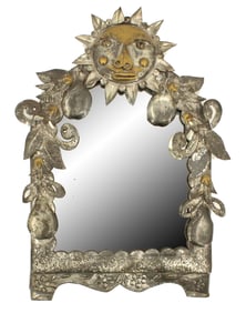 Sergio Bustamante (Born 1949) Mexican, Silver Mixed Metal Folk Art Sun Mirror