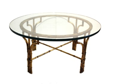 William LaBarge (1918-2003) American, Chinoiserie Faux Bamboo Glass Top Table