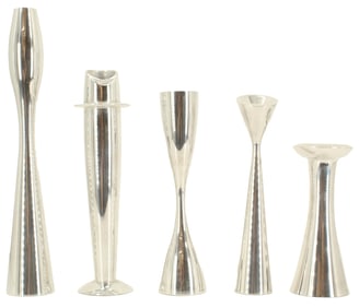 (5) Vintage Nambe Studios Weighted Silver Candlesticks