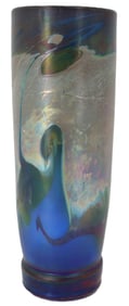 Norman Thomas (1950-2015) American, Cobalt Blue Iridescent Vase
