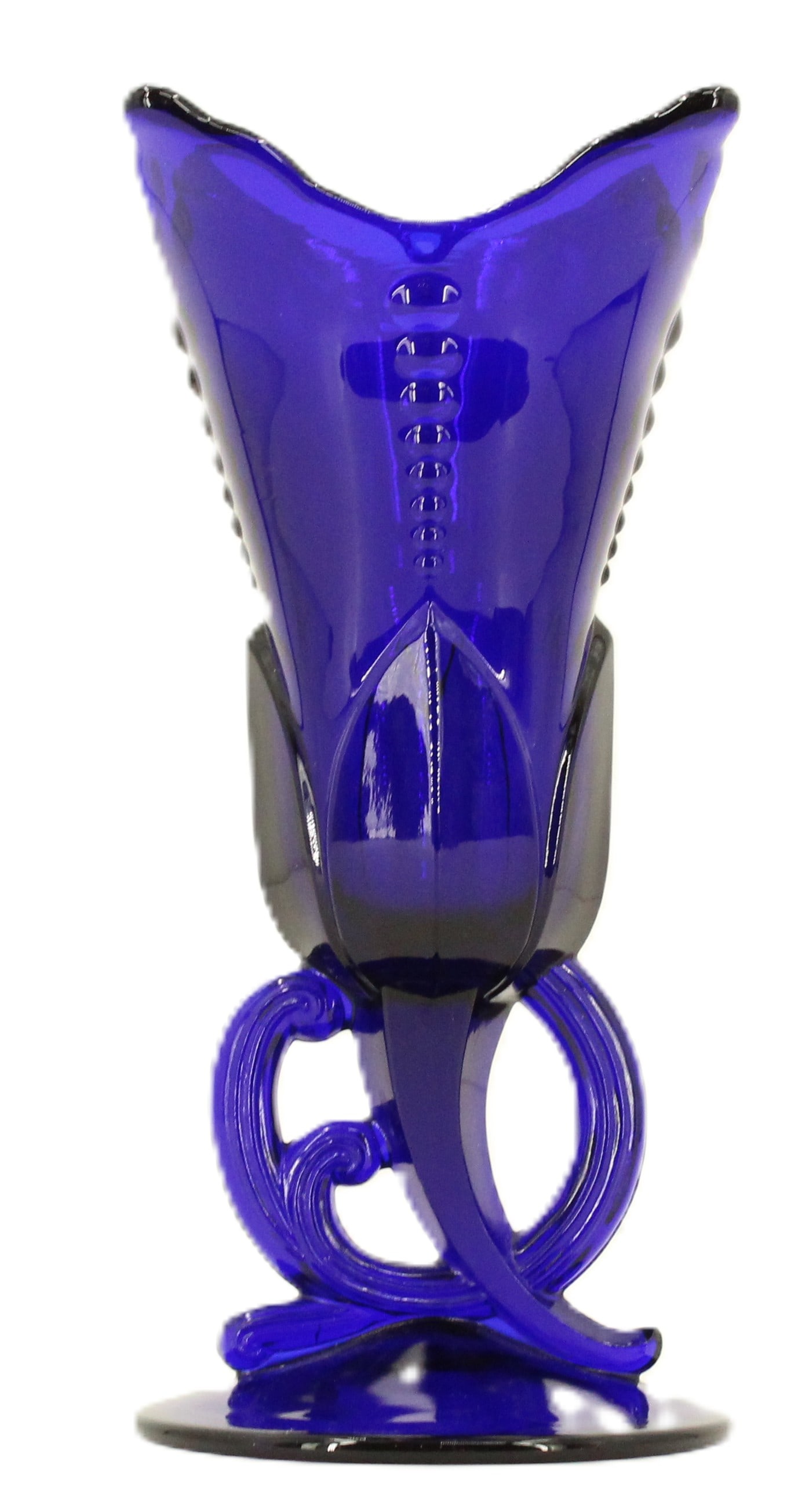 Heisey Cobalt Floral Geometric Vase (1 of 15)