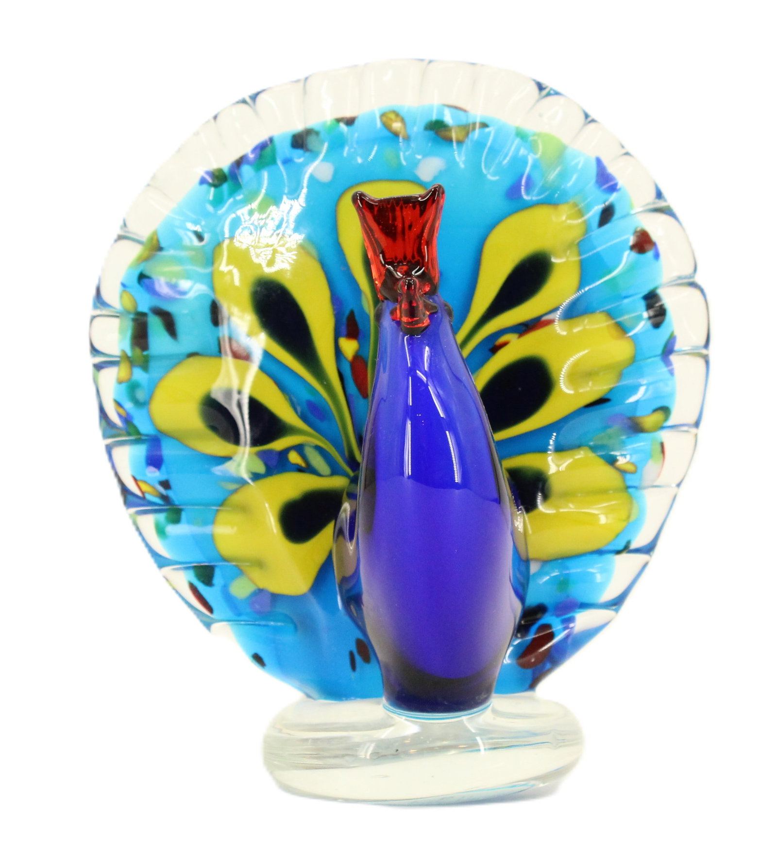 Dale Tiffany Art Glass Turkey Paper Weight: Dale Tiffany Art Glass Turkey Paper Weight. Sticker on the bottom is missing, but matches the design, size, and colors of Tiffany. The turkey with cobalt blue body, read head dress and fancy tail feat