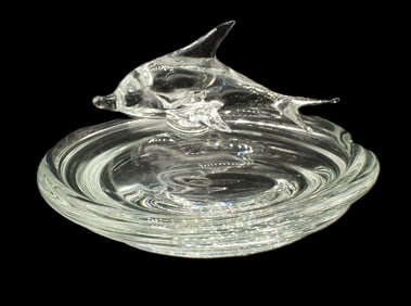Licio Zanetti (1937-2019) Italian, Murano Dolphin Art Glass Bowl or Ash Tray
