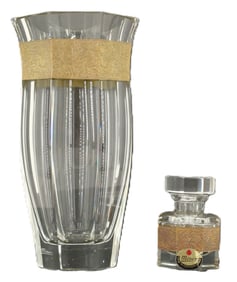 2 Czechoslovakia Moser Eternity Clear Crystal With 24k Gold Purity Warrior