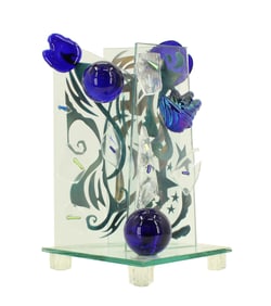 Likely Steve Brewster Cobalt Blue Glass Orb 3D Art Sculpture