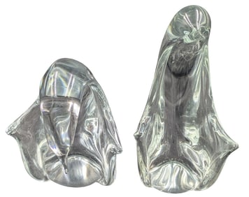 Group of 2 Art Glass Penguin Sculptures