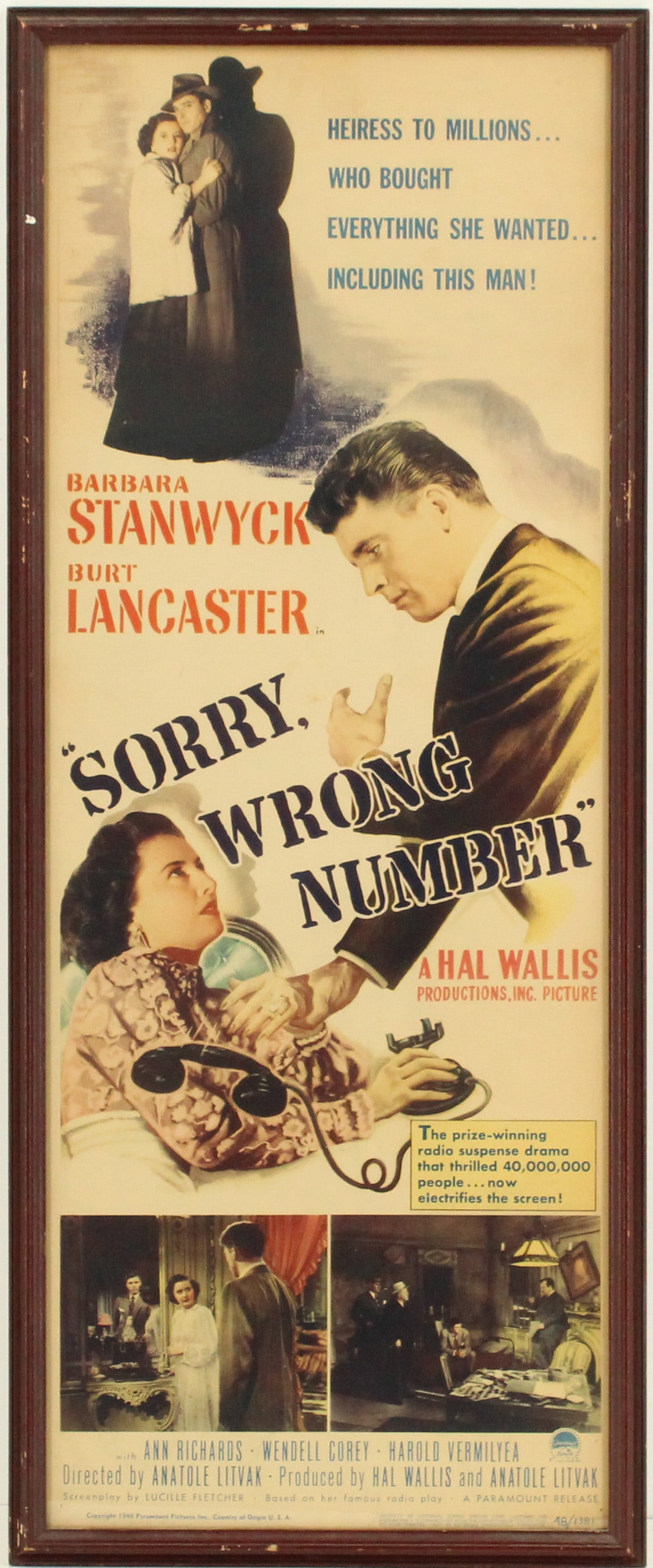 "Sorry, Wrong Number" Australian Daybill Framed Poster (1 of 13)
