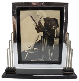 Art Deco Chrome Plated Free Standing Picture From with Original MGM Photo of Jean Harlow