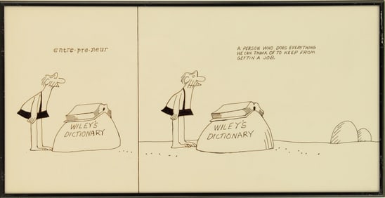 Johnny Hart (1931-2007) American, Large Framed Ink on Cardboard B.C. Cartoon
