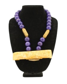 Amethyst Bead and Jade Pendant Necklace