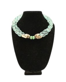 Aqua Colored Glass Bead & Jadeite Necklace