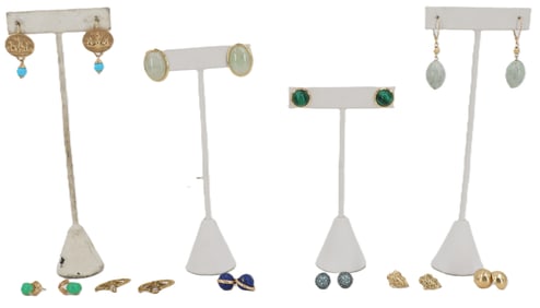 10 Pairs of 14k Gold Earrings - Gross 49.2 g.