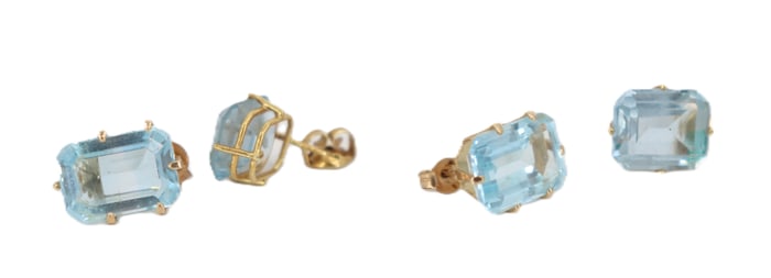 (2) Pairs of 10k Gold and Spinel Earrings - Gross 9.9 g.