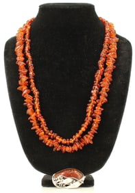 Amber Necklace With Amber and Silver Brooch