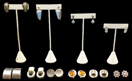 (10) Pairs of Marked "925" Silver Earrings - Gross 3.215 ozt.