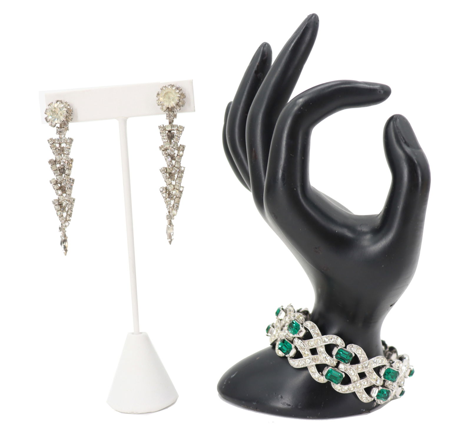 Rhinestone Bracelet and Pair of Earrings (1 of 13)