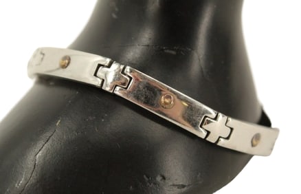 Stainless Steel and 18k Gold Italian Bracelet - Gross 22.2 g.