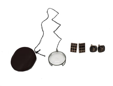 Group of (5) Including 4 Sterling Silver Cufflinks and Magnifying Glass - 1 ozt