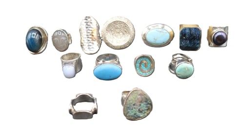 (13) Silver Rings - Gross 7.095 ozt.
