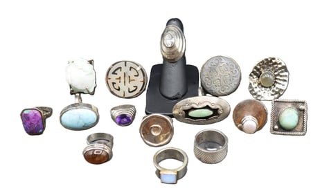 (15) Silver Rings - Gross 5.555 ozt.