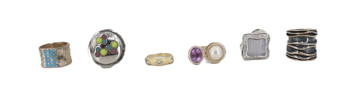 (6) Sterling Silver Rings - Gross 2.160 ozt.