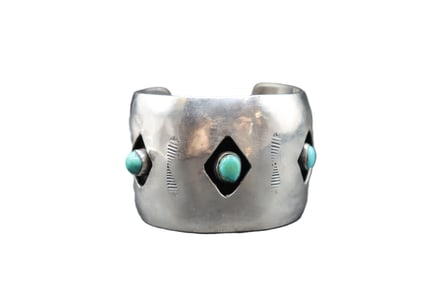 Turquoise and Silver Cuff Bracelet - Gross 2.590 ozt.